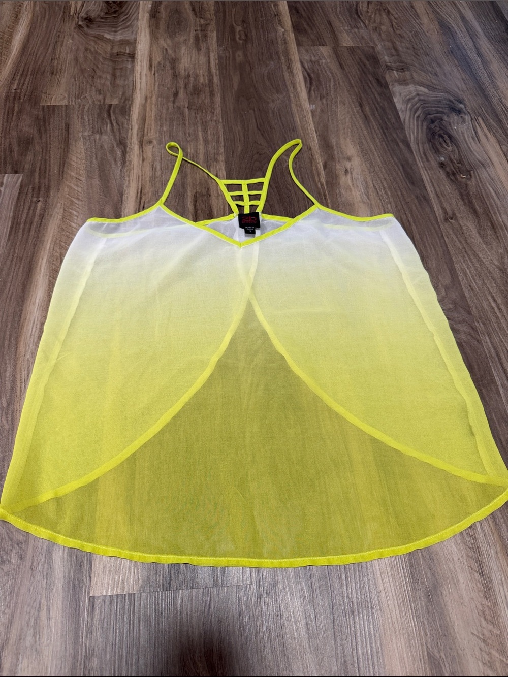 2B Bebe Sheer Neon Yellow Ombre Tank Top